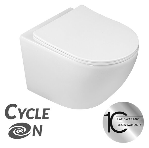 Laveo Závesná WC misa so SoftClose sedadlom Desna CycleOn - VMD_609S, biela