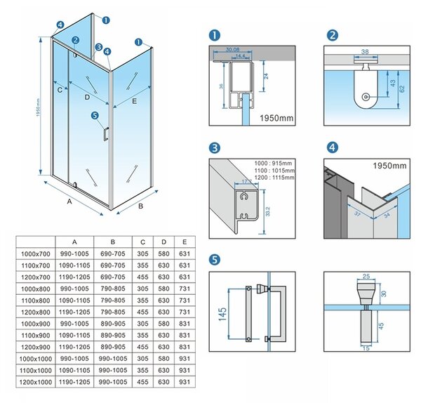 BPS-koupelny 3-stenný obdĺžnikový sprchový kút ZES KZ23E BL 110/dvere x 70/zástena cm, čierny - bez vaničky