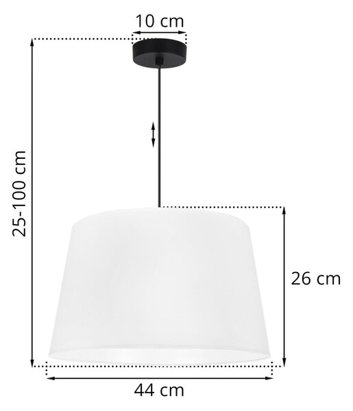 Závesné svietidlo Gaja, 1x biele textilné tienidlo, (fi 44cm), b