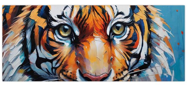Obraz - Pohľad tigra, maľba (120x50 cm)