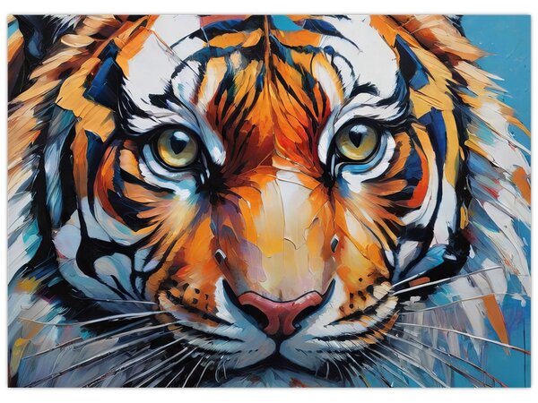 Obraz - Pohľad tigra, maľba (70x50 cm)