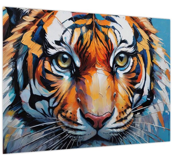 Obraz - Pohľad tigra, maľba (70x50 cm)