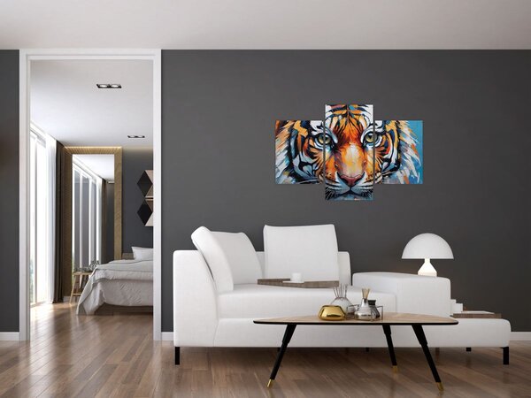 Obraz - Pohľad tigra, maľba (90x60 cm)