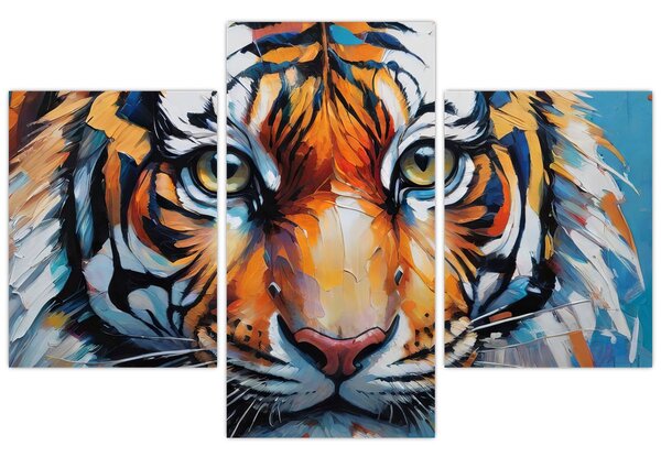 Obraz - Pohľad tigra, maľba (90x60 cm)