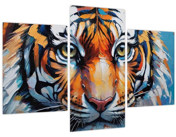 Obraz - Pohľad tigra, maľba (90x60 cm)