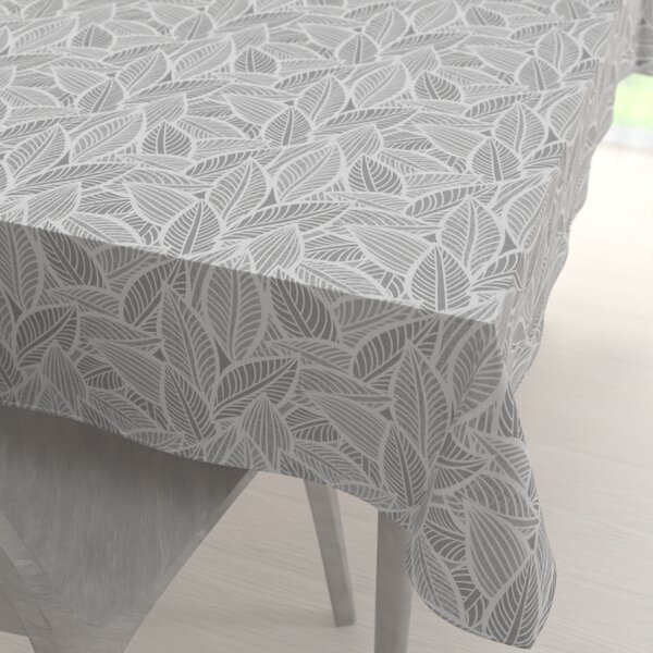 Biante Dekoračný obdĺžnikový obrus Leona LN-169 Biele listy na sivom 60x100 cm