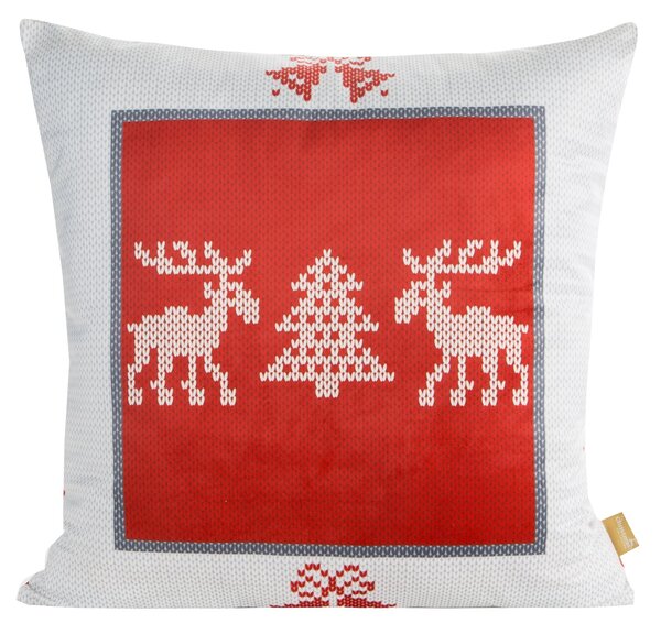 VIANOČNÁ DEKORAČNÁ OBLIEČKA NA VANKÚŠ REINDEER 1KS 60X60 CM VZOROVANÁ