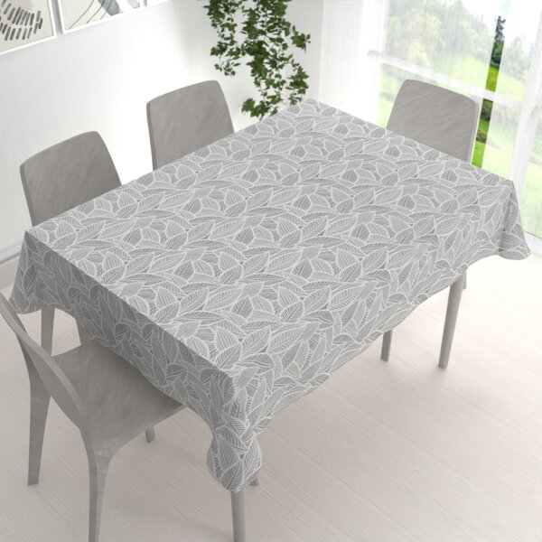 Biante Dekoračný obdĺžnikový obrus Leona LN-169 Biele listy na sivom 60x100 cm