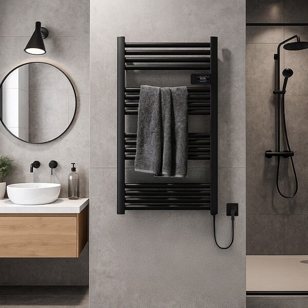 BPS-koupelny Elektrický kúpeľňový radiátor LOA BL 500W 54x96 cm, čierny