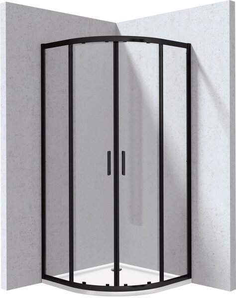 Deante Štvrťkruhový sprchovací kút Funkia Evo 90x90 cm - KYPPN099P, čierna mat + sprchová vanička biela