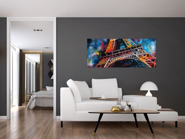 Obraz - Maľba Eiffelovej veže II. (120x50 cm)