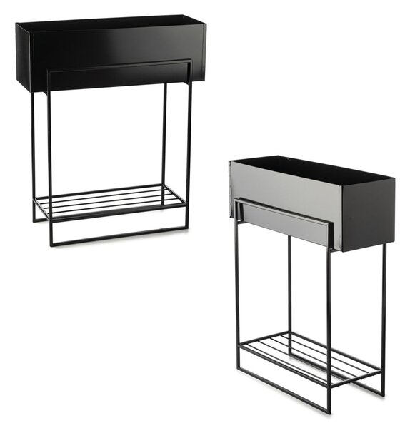 KOVOVÝ KVETINÁČ SO STOJANOM RECT 72X23X60 CM ČIERNA