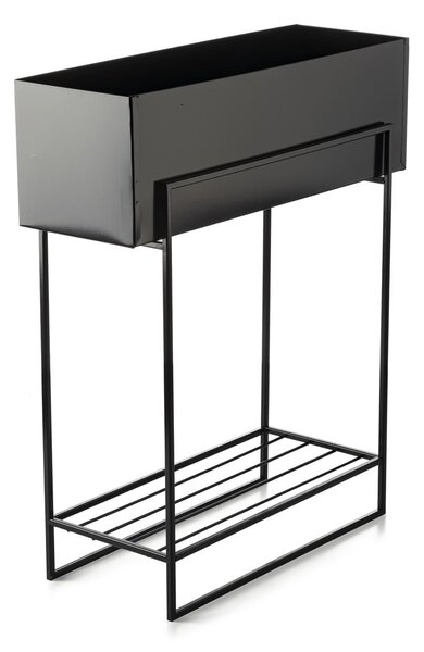 KOVOVÝ KVETINÁČ SO STOJANOM RECT 72X23X60 CM ČIERNA