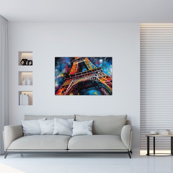 Obraz - Maľba Eiffelovej veže II. (90x60 cm)