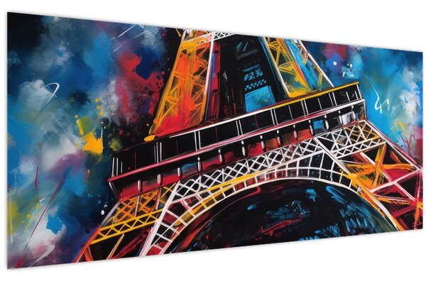 Obraz - Maľba Eiffelovej veže II. (120x50 cm)