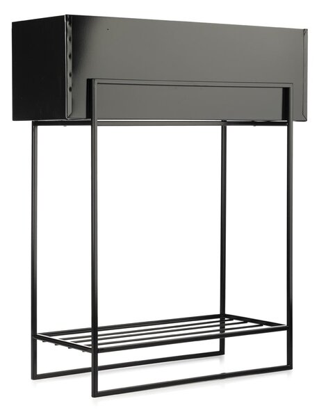 KOVOVÝ KVETINÁČ SO STOJANOM RECT 72X23X60 CM ČIERNA