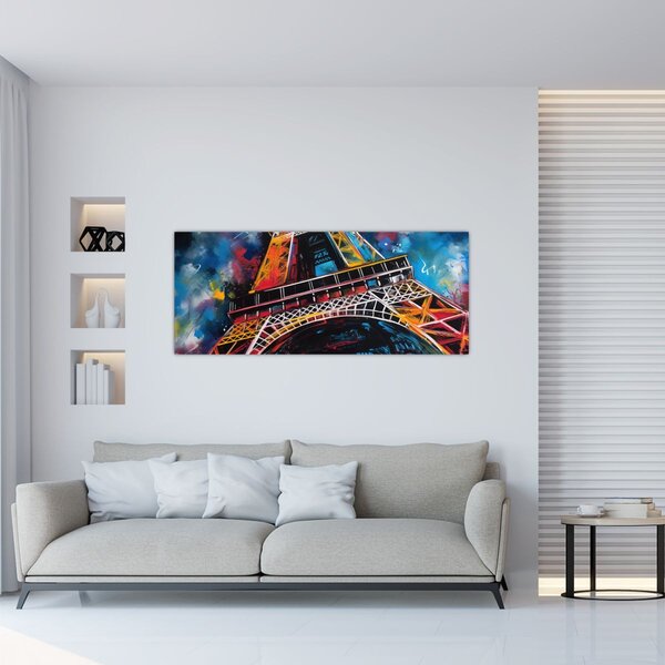 Obraz - Maľba Eiffelovej veže II. (120x50 cm)
