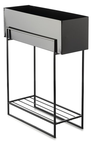 KOVOVÝ KVETINÁČ SO STOJANOM RECT 72X23X60 CM ČIERNA