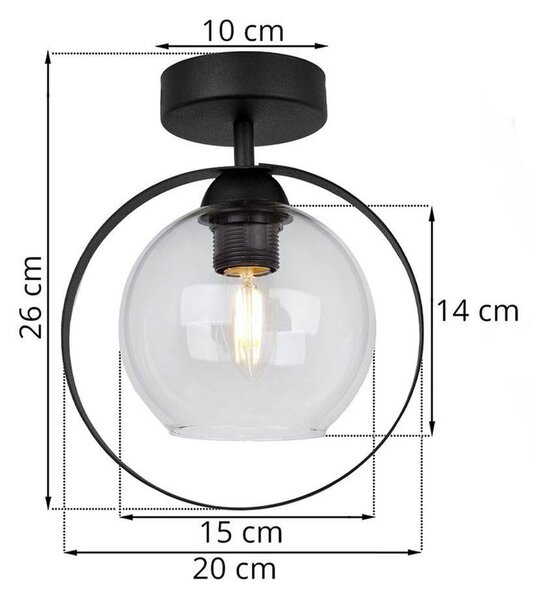 Stropné svietidlo Haga Ring, 1x transparentné sklenené tienidlo