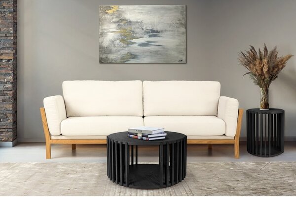 Čierny konferenčný stolík z dubového dreva Woodman Drum, ø 83 cm