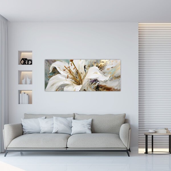 Obraz - Abstrakcia s ľaliou (120x50 cm)