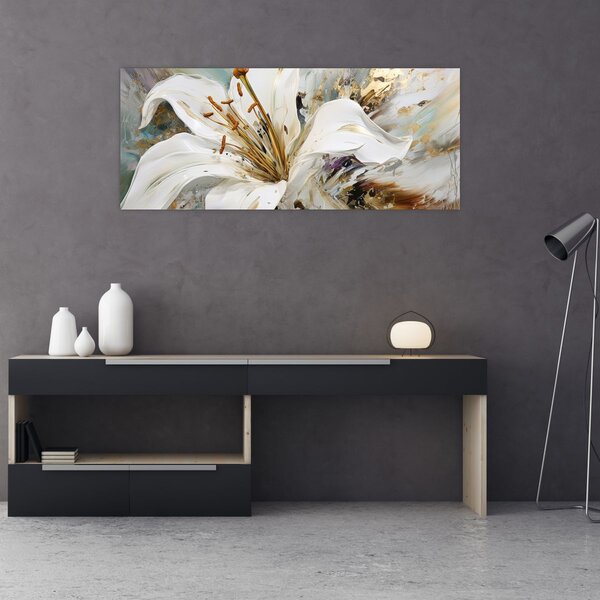 Obraz - Abstrakcia s ľaliou (120x50 cm)