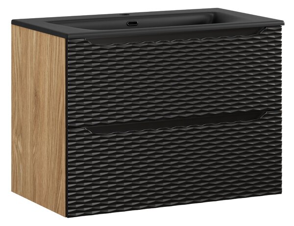 Comad Kúpeľňová skrinka s keramickým umývadlom Ocean Black 80 cm - čierna mat