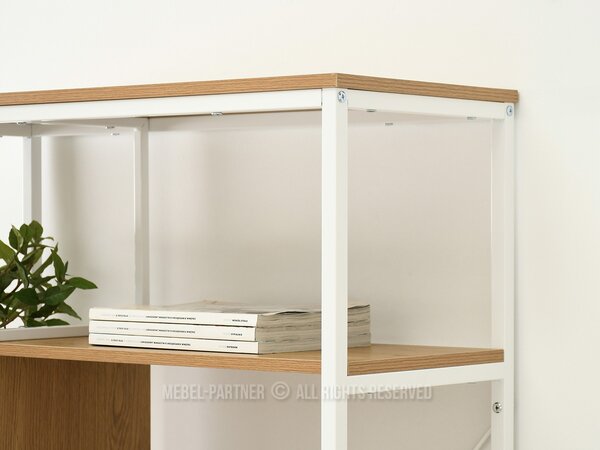 NovýNábytok.sk Regál Harp B (dub + biela). Akcia -12%. Vlastná spoľahlivá doprava až k Vám domov. 1111355