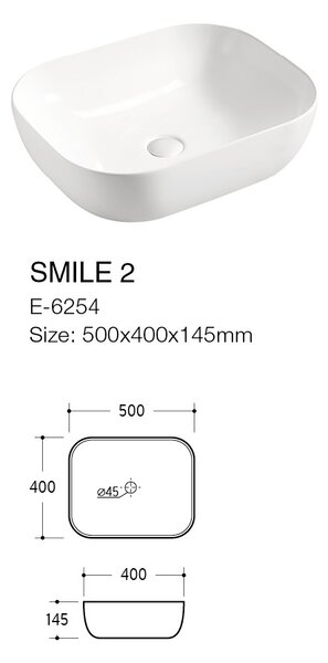 Comad Keramické umývadlo na dosku UM-6254 SMILE 50, biela