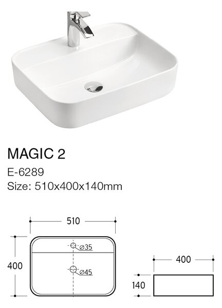 Comad Keramické umývadlo na dosku UM-6289 MAGIC 50, biela