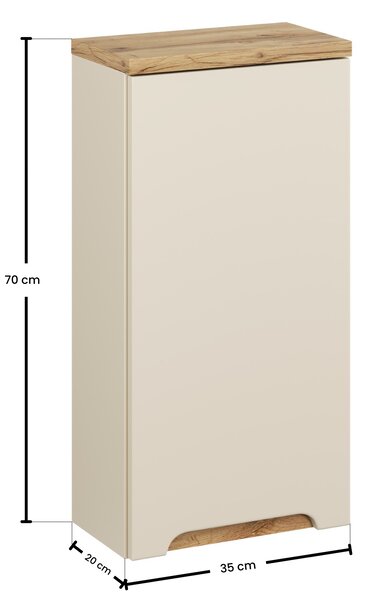 Comad Kúpeľňová skrinka závesná horná Bali Cashmere 35 kašmír/dub wotan