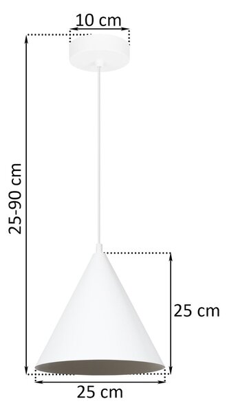 Závesné svietidlo Soho, 1x biele kovové tienidlo, (fi 25cm)