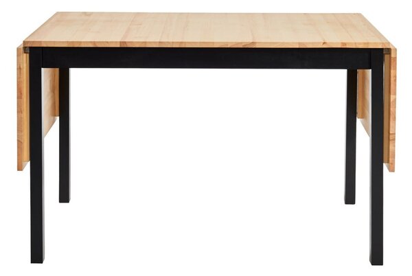 Borovicový rozkladací jedálenský stôl s čiernou konštrukciou Essentials Brisbane, 120 (200) x 70 cm