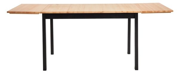 Borovicový rozkladací jedálenský stôl s čiernou konštrukciou Essentials Brisbane, 120 (200) x 70 cm