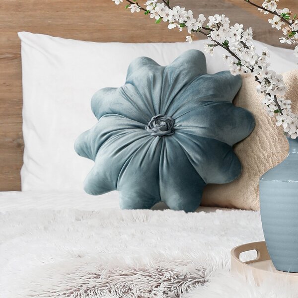 DEKORAČNÝ VANKÚŠ FLORES 5 Ø40 CM SVETLOMODRÁ