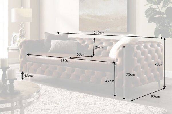 Dizajnová sedačka Rococo 240 cm hnedá