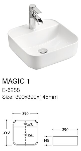 Comad Keramické umývadlo na dosku UM-6288 MAGIC 40 DP, biela