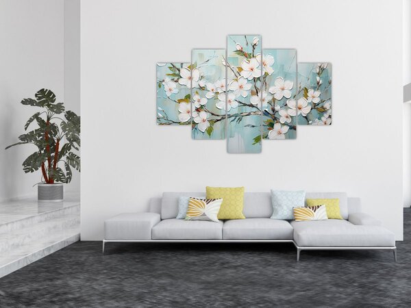 Obraz - Maľba, kvitnúce vetvy stromu (150x105 cm)