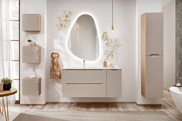 Comad Doplnková kúpeľňová skrinka vysoká Ocean Beige olejovaný dub/béžová
