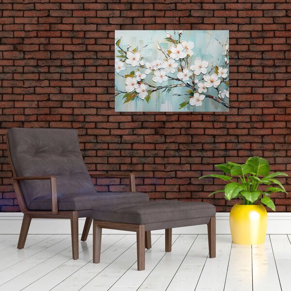 Obraz - Maľba, kvitnúce vetvy stromu (70x50 cm)