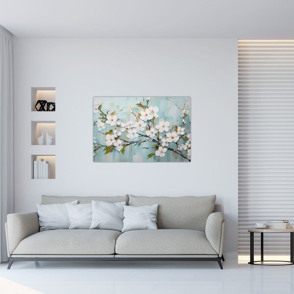 Obraz - Maľba, kvitnúce vetvy stromu (90x60 cm)
