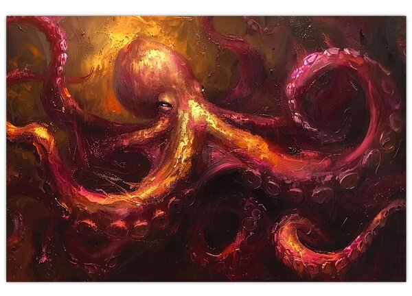 Obraz - Chobotnica, olejomaľba (90x60 cm)