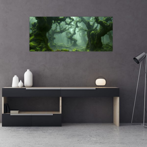 Obraz - Les prerastený machom (120x50 cm)