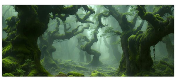 Obraz - Les prerastený machom (120x50 cm)