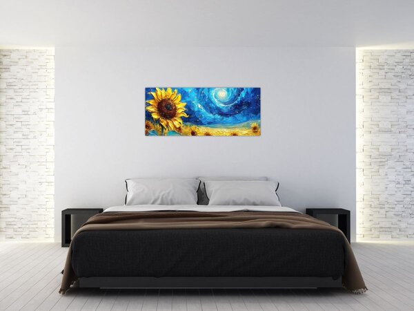Obraz - Maľba slnečníc (120x50 cm)