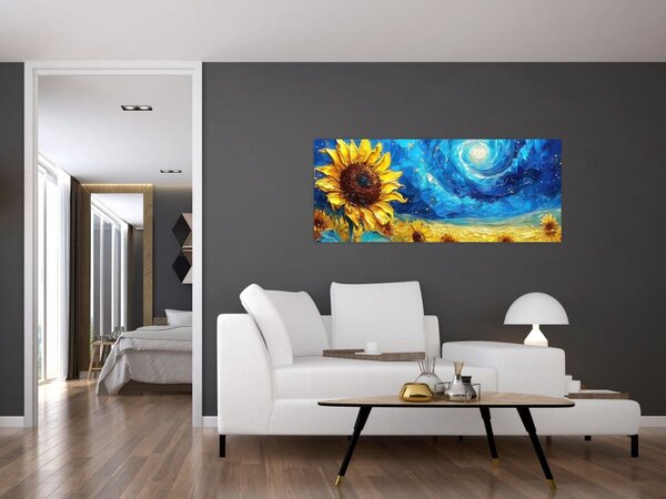 Obraz - Maľba slnečníc (120x50 cm)