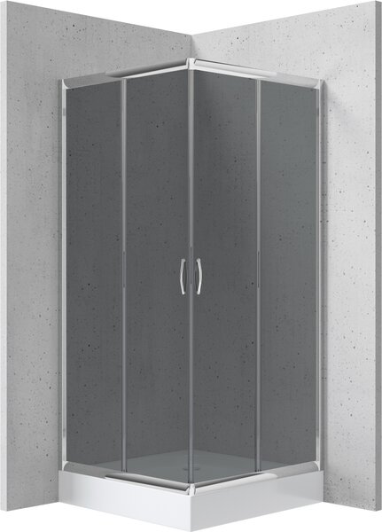 Deante Štvorcový sprchový kút Funkia 80x80 cm KYCZ442K, chróm/grafit + sprchová vanička biela
