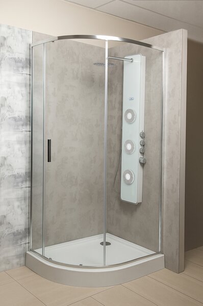 Novoterm Asymetrický sprchový kút NV-Solid RPA CHR 80x100, chróm/transparent - bez vaničky