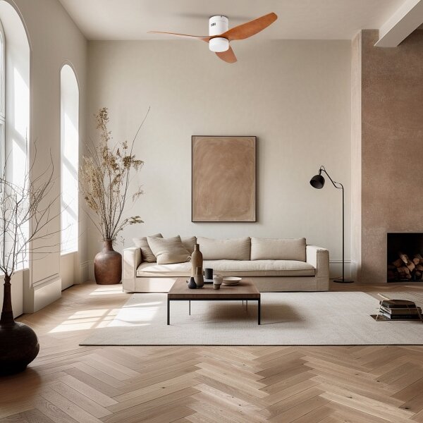 ZEVENTI - LED stropný ventilátor PADUA LED/18W/230V Wi-Fi Tuya biela/hnedá + diaľkové ovládanie