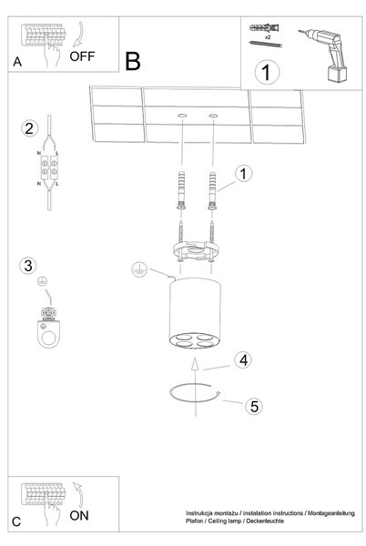 Stropné LED svietidlo Zoe, 4x LED 9w, 4000k, w